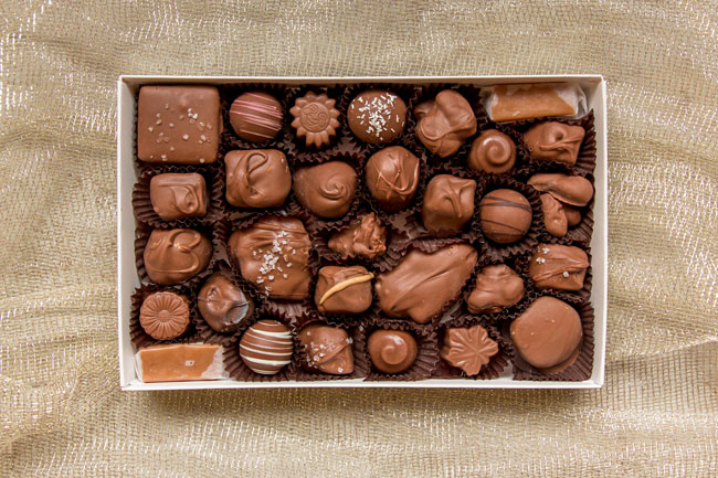 assorted box of milk chocolate candy